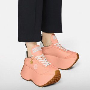 Authentic Versace Triplatform Leather Sneakers(peach like color)